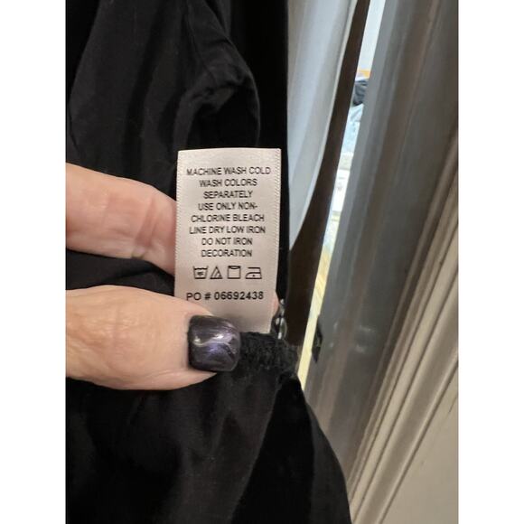 Woman Within Black White Floral Embroidered Sequined Peasant Top Sz 2x - Picture 5 of 6